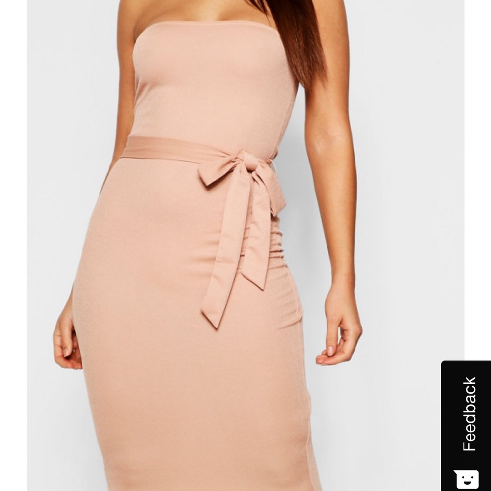 Bandeau Tie Belt Midi Dress